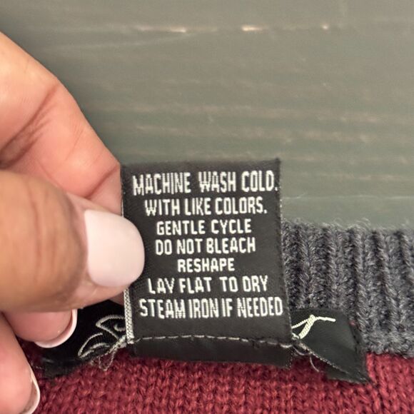 Studio 81 Striped Crewneck Sweater Men’s S GrandpaCore Retro Maroon Gray Knit - Picture 7 of 11